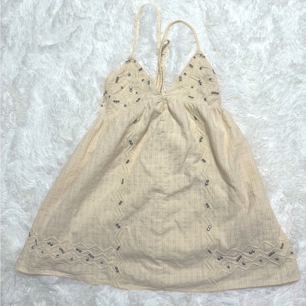 Zara Mini Dress with Studs Sleeveless V-Neck Braided Straps. - Picture 5 of 7